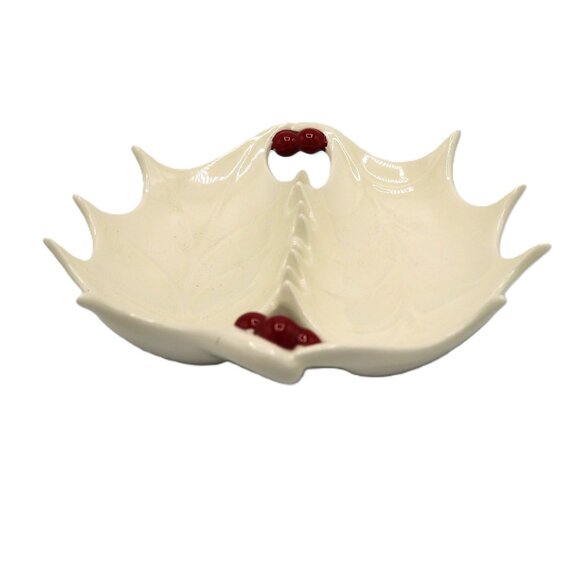 Vintage Holly Christmas Divide Section Bowl Serving Tray - Picture 5 of 9